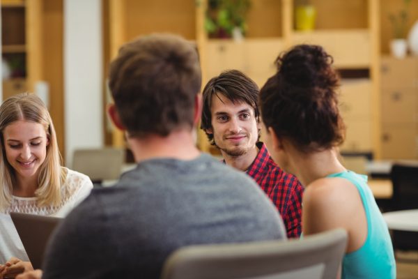Group of business executives in a meeting at office
